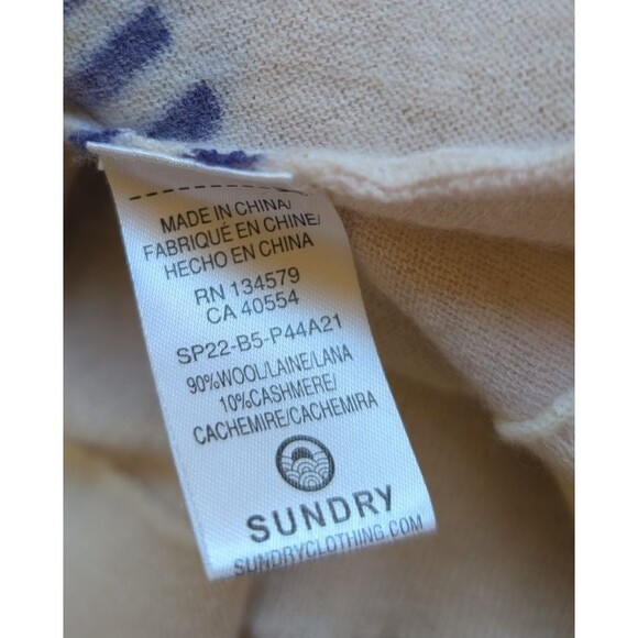 Sundry Wool Cashmere Sweater Dolman Striped Color Block Size 2 Medium - Picture 7 of 10